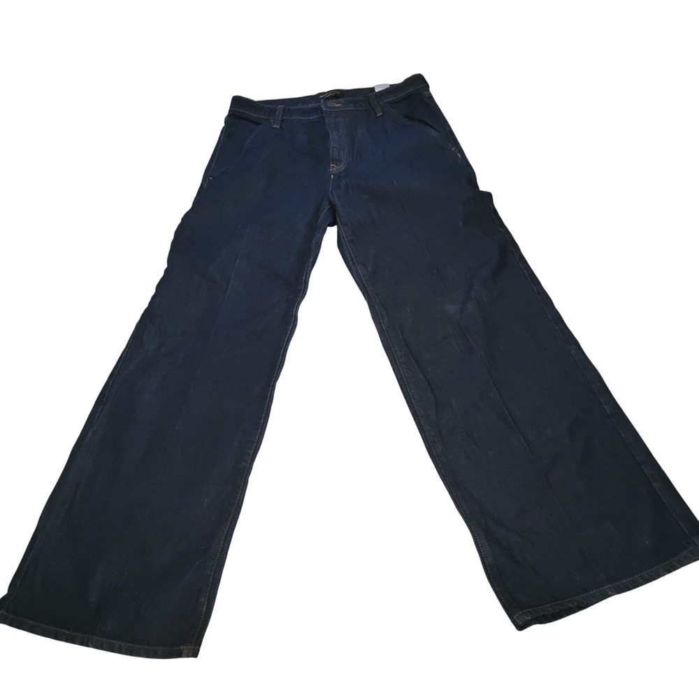 Banana Republic High Rise Dark Wash Denim Jeans 10 wide leg Y2K Streetwear comfy - Picture 1 of 9